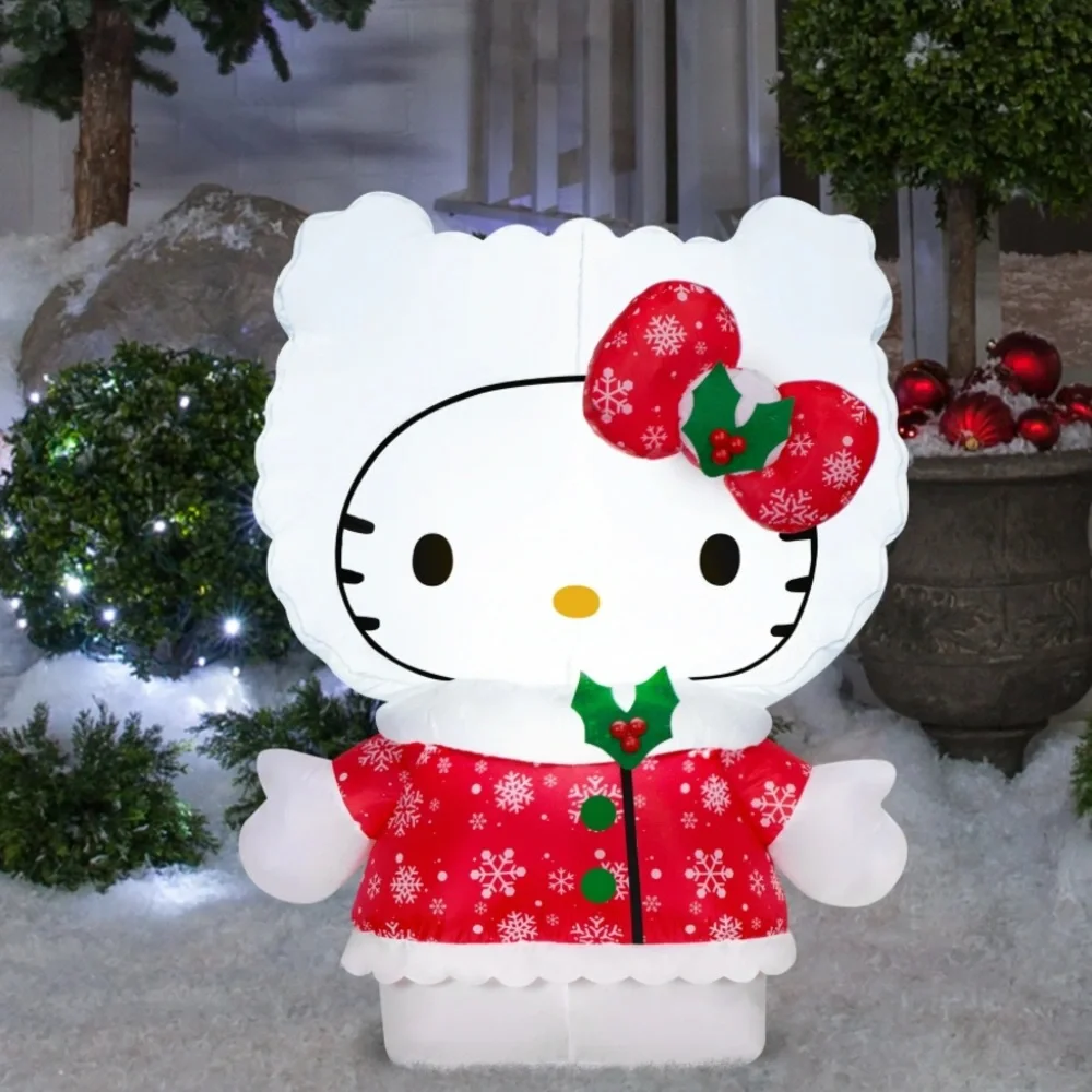 Hello Kitty Christmas Light up AirBlown Inflatable in a Snowflake Dress. NEW!